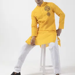 DEVOILER Men Ethnic Motifs Printed Regular Kurta with Pyjamas image 5