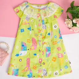 Stylo Bug Girls Conversational Print Flutter Sleeves A-Line Dress-16