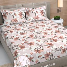 Myntra Elegant Homes Brown & White Floral 300TC Fitted Double King Bedsheet Set-2.5mX2.25m-image-40