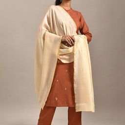 JAYPORE Embroidered Cotton Silk Dupatta-image-9