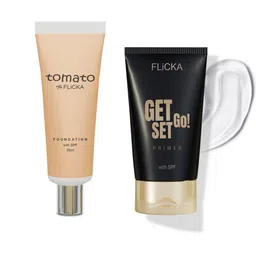 FLiCKA Set of Get Set Go Primer 30ml & Tomato Foundation 30ml - Caramel 03-14