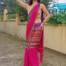 Moda Rapido Pink Poly Georgette Floral Sarees-picture-47