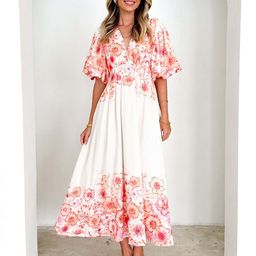 Routes by All About You Floral Printed Cape Sleeve Maxi Dress-image-50