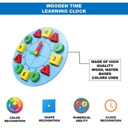 The Little Boo Wooden Time Learning Clock - Blue image 4