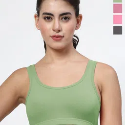LILY Women Pack Of 4Seamless Non Padded SportsBra Full Coverage-27