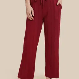 TWIN BIRDS Women Merlot Textured Cotton Night Pant-picture-22