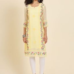 HERE&NOW Women Floral Embroidered Thread Work Georgette Kurta-picture-41