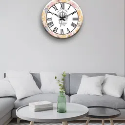 OLIVE TREE White & Pink Printed Analogue Contemporary Wooden Wall Clock-image-12