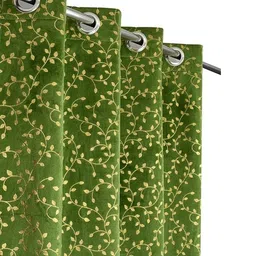 Myntra Elegant Homes Green & Gold-Toned Floral Long Door Curtain-picture-22
