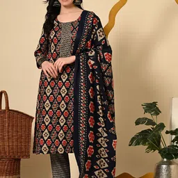 RAJPUTANA CAMISA Women Printed Regular Kurta with Trousers & With Dupatta image 1