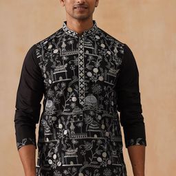 Jompers Men Woven Design Embroidered Kurta with Pyjama-picture-28
