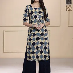 HERE&NOW Selection Of 3 Ethnic Motifs Printed Round Neck Straight Kurta-image-85