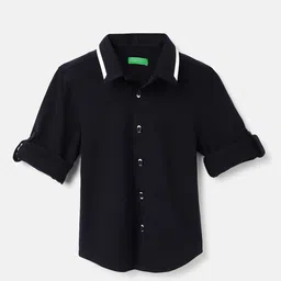 United Colors of Benetton Boys Spread Collar Solid Cotton Casual Shirt-picture-49