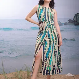 PURVAJA Printed A-Line Midi Dress-picture-9
