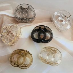 DIVASTRI Women Set of 6 Transparent & Tinted Oval Audi Shape Hair Claw Clips-picture-47