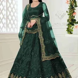 F Plus Fashion Girls Blue Net Semi-Stitched Lehenga Choli-image-93