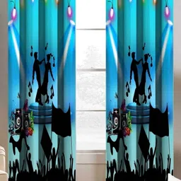 Aura Black & Blue 2 Pieces Abstract Printed Door Curtains-5
