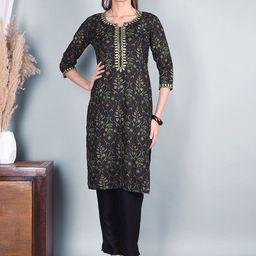 Indiwest Women Floral Printed Regular Kurta with Trousers-55