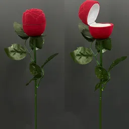 V FASHION JEWELLERY Set Of 2 Red Velvet Rose Ring Box-26