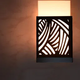 Gojeeva Black & White Textured Contemporary Wooden Rectangle Shaped Wall Lamp-18