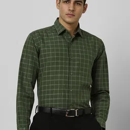 Van Heusen Men Regular Fit Spread Collar Grid Tattersall Checked Formal Shirt-image-32