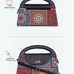 ZOUK Printed Structured Sling Bag with Tasselled image 5