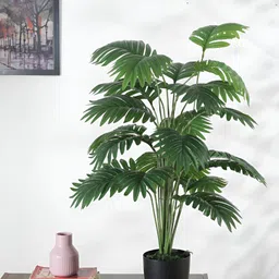 ARICK DECOR Green 1 Pieces Palm Artificial Plant With Pot-image-85