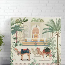 Livin'luxe White & Green Camel Printed Canvas Wall Art-image-26