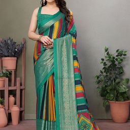 LeeliPeeri Designer Striped Poly Chiffon Saree-61