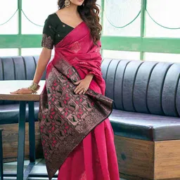 VILLE FASHION Woven Design Zari Kanjeevaram Saree-26