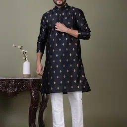 PulseIQ Men Jacquard Straight Kurtas-picture-43