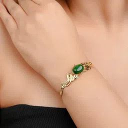 Zeraki Jewels Gold-Plated Stainless Steel Artificial Stones Studded Wraparound Bracelet-image-86