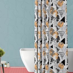 ArtzFolio White & Black Floral Printed Waterproof Shower Curtain-image-58