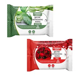 SKINIC Set Of 2 Refreshing Rose & Aloe Vera Wet Wipes - 25 Pulls Each-4