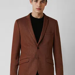V Dot Self Design Slim Fit Single-Breasted Formal Blazer-56