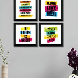 SAF White & Red 4 Pieces Motivational Quotes Printed Wooden Wall Art-9