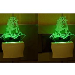 SOMIL Set of 2 Green & Blue Printed Glass Adiyogi Shiva Wall Lamp-image-91