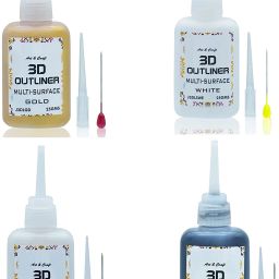 Pack of 4Pcs 3D Outliner Multi Surface Colour White,Gold,Black,Pal White 25Gms Glue-14
