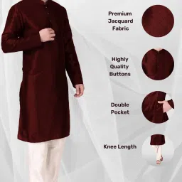 Men Block Print Art Silk Straight Kurta-image-58