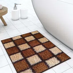 Athom Trendz Brown & Cream Checked Anti-Skid Doormats-6