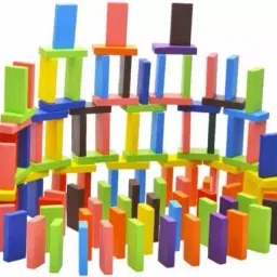 banke ji Tumbling Tower Jenga Game 48 Colored Wooden Building Block Dominoes for Kids image 5