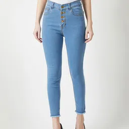 Miss Chase Women Blue Skinny Fit High-Rise Clean Look Jeans-image-11