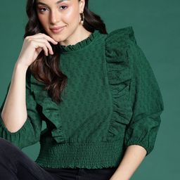 DressBerry Self Design Ruffles Blouson Top-12