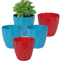 Kuber Industries Blue & Red 5 Pcs Flower Planters-17