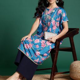 Sangria Floral Print Straight Kurta-32