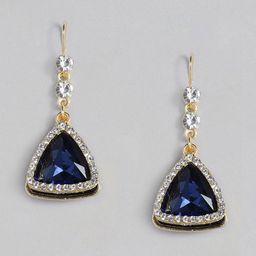 justpeachy White & Blue Gold-Plated CZ Studded Contemporary Drop Earrings-33