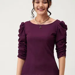 AASK Ruched Puff Sleeves Regular Top-picture-26