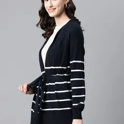 Marks & Spencer Striped Front-Open Cardigan with Belt image 2
