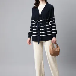 Marks & Spencer Striped Front-Open Cardigan with Belt image 4