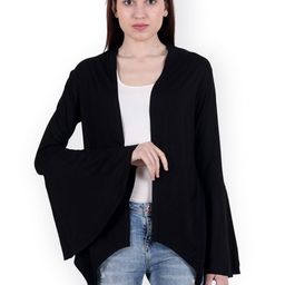 SCORPIUS Black Solid Open Front Shrug-11